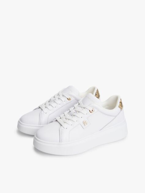 Άσπρο Δερμάτινα Sneakers Με Snake Σχέδιο  Γυναίκες