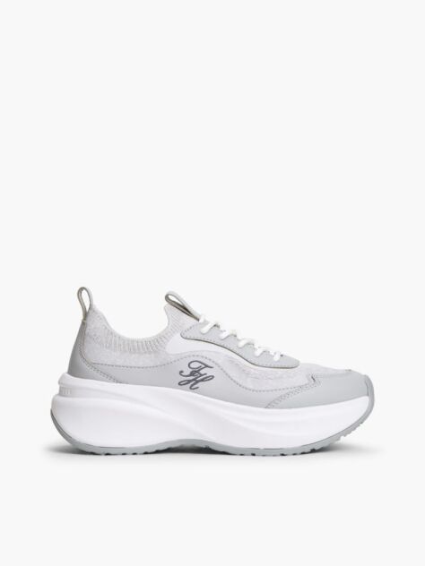 Grey Knit Mixed Texture Sneakers  Women