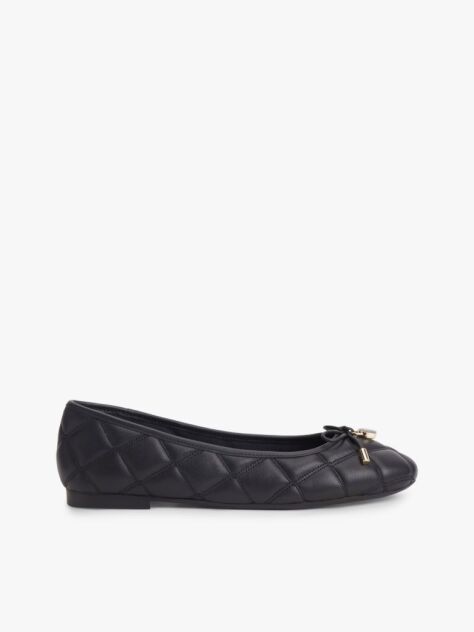 Black Logo Charm Quilted Leather Ballerinas  Women