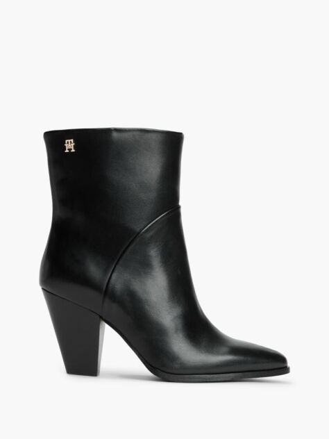 Black Leather Stiletto Heel Ankle Boots  Women