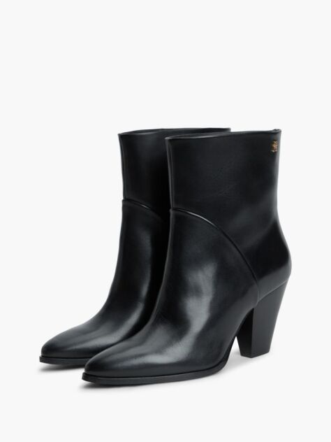 Black Leather Stiletto Heel Ankle Boots  Women