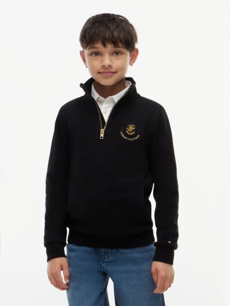 Black Logo Badge Quarter-Zip Sweatshirt  Boys