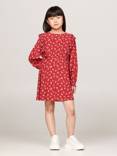 Multi Mountain Floral Print Fit And Flare Dress  Girls