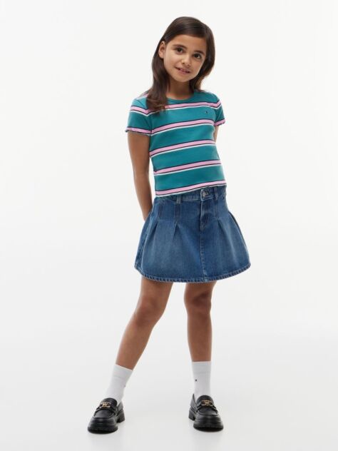 Multi Essential Extra Slim Ribbed Short Sleeve Top  Girls