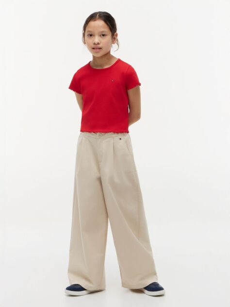 Red Essential Extra Slim Ribbed Short Sleeve Top  Girls