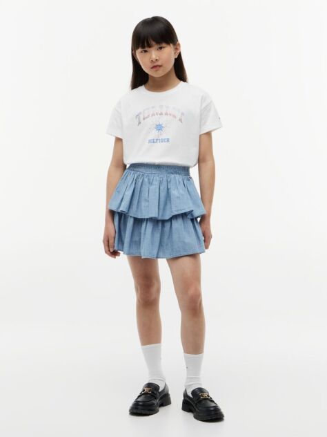 White Rhinestone Logo Relaxed T-Shirt  Girls