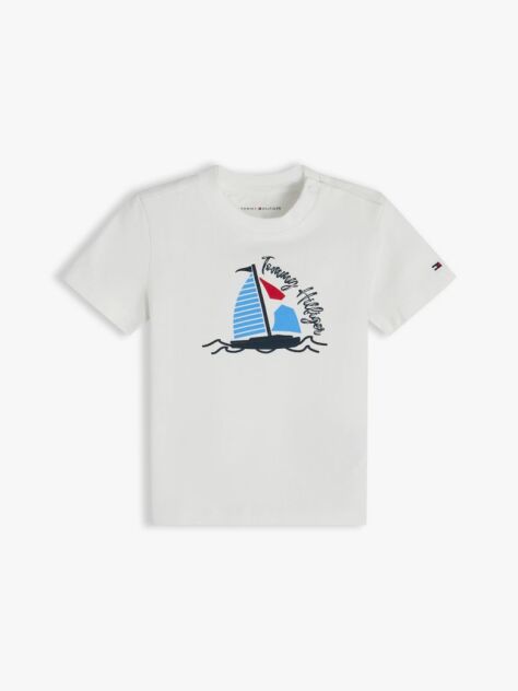 White Boat Graphic Peached T-Shirt  Newborn