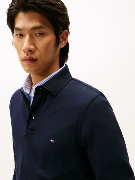 Blue 1985 TH Flex Slim Fit Long Sleeve Polo  Men
