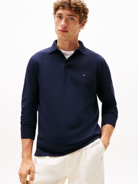 Blue 1985 TH Flex Regular Fit Long Sleeve Polo  Men