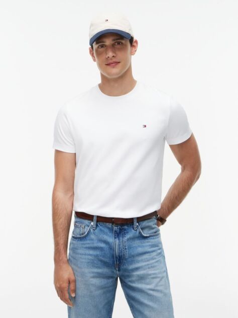 White Flag Embroidery Interlock Slim Fit T-Shirt  Men