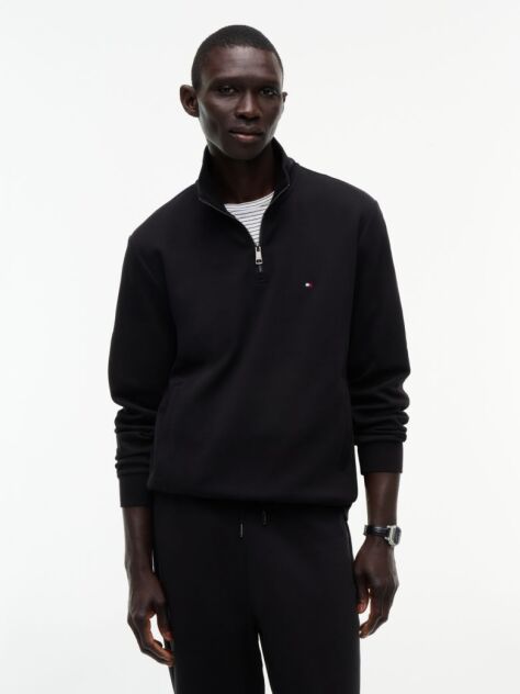 Black Quarter-Zip Intechno Knit Sweatshirt  Men