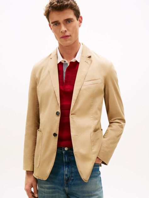 Μπεζ Smart Casual Blazer Σε Κανονική Γραμμή  Άνδρες