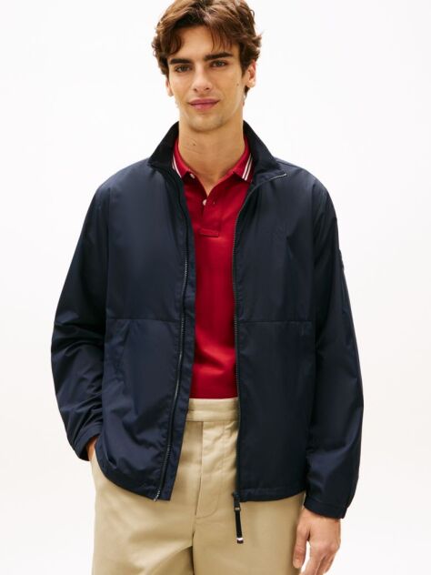 Blue Water Resistant Tonal Logo Zip-Thru Jacket  Men