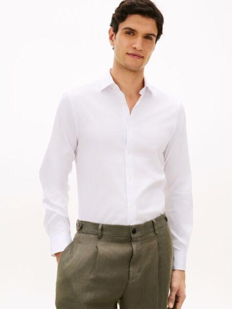 Άσπρο Smart Casual TH Flex Πουκάμισο Σε Slim Γραμμή  Άνδρες