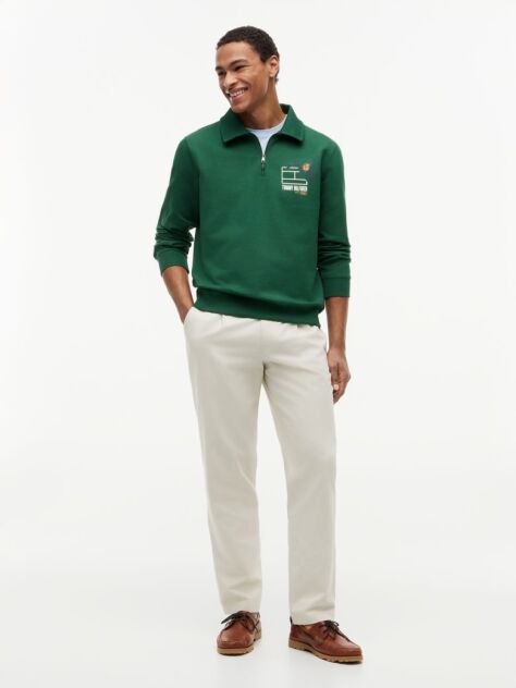 Green Graphic Quarter-Zip Rugby Sweatshirt  Men