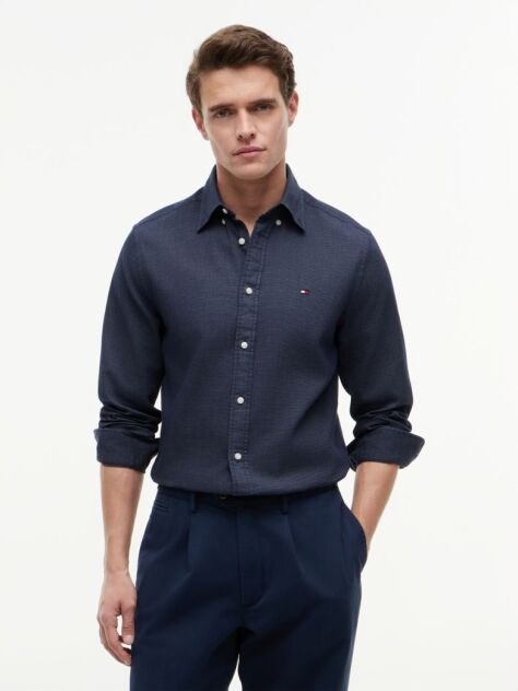Blue TH Flex Regular Fit Dobby Shirt  Men