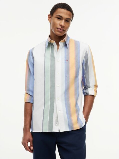 Multi Relaxed Fit Multicolour Stripe Oxford Shirt  Men