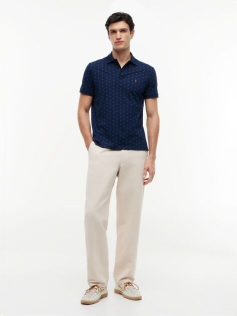 Blue Regular Fit Print Jersey Polo Shirt  Men
