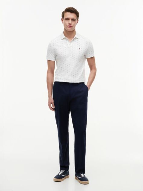 White Regular Fit Print Jersey Polo Shirt  Men