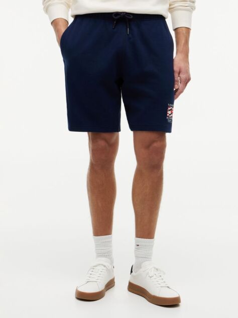 Blue Logo Embroidery Terry Sweat Bermuda Shorts  Men