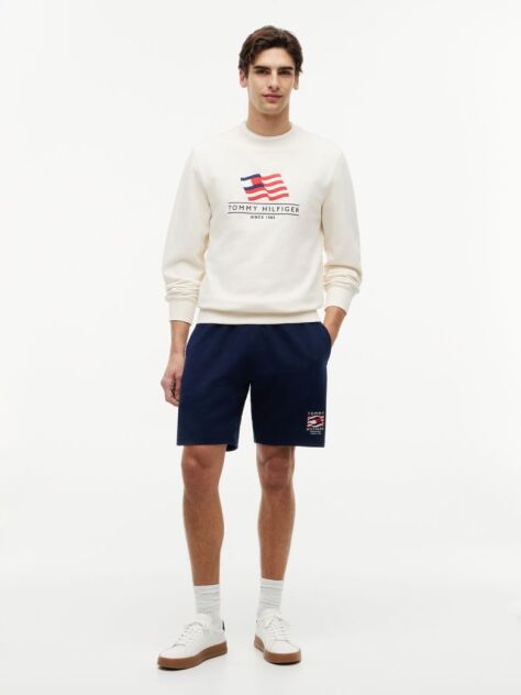 Blue Logo Embroidery Terry Sweat Bermuda Shorts  Men