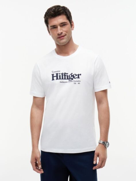 White Logo Graphic Jersey T-Shirt  Men