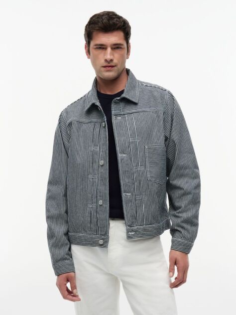 Multi Stripe Denim Jacket  Men