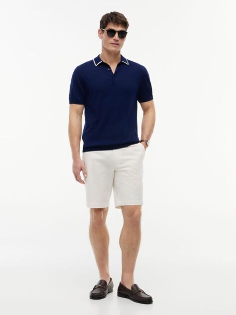 Blue Smart Casual Regular Fit Tipped Polo Shirt  Men