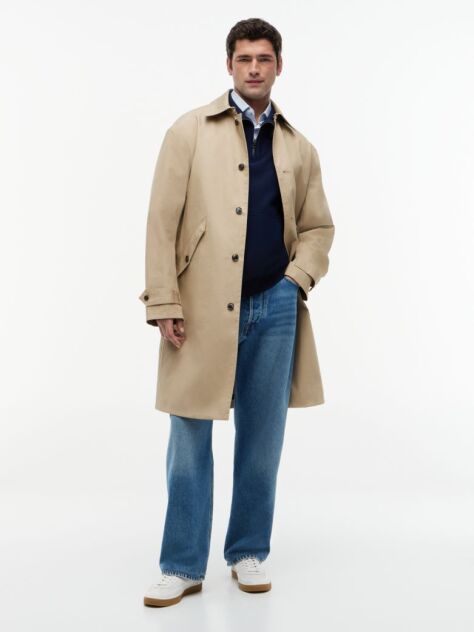 Beige New York Label Relaxed Car Coat  Men