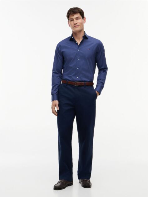 Blue Slim Fit Micro Print Shirt  Men