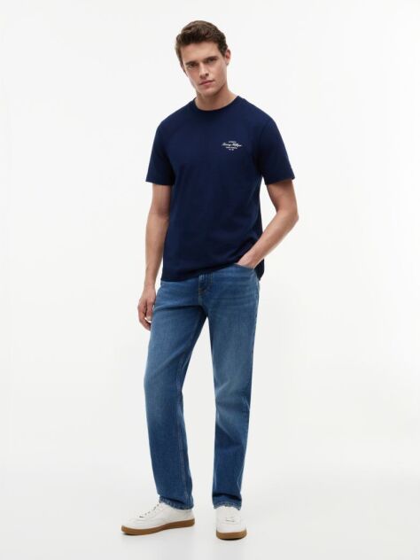 Μπλε Βαμβακερό T-Shirt Με Πίσω Λογότυπο  Άνδρες