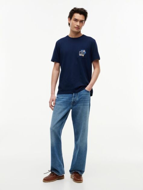 Blue Floral Graphic Pocket T-Shirt  Men