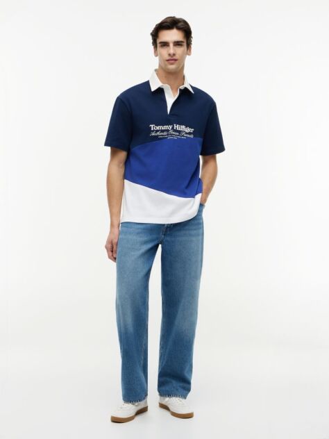 Multi Relaxed Fit Back Logo Colour-Blocked Polo Shirt  Men