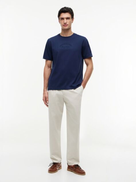 Blue Embossed Logo Interlock T-Shirt  Men