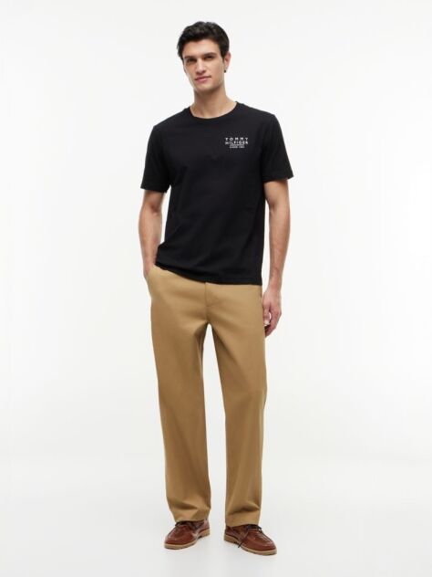 Μαύρο Βαμβακερό T-Shirt Με Wavy Πίσω Σημαία  Άνδρες