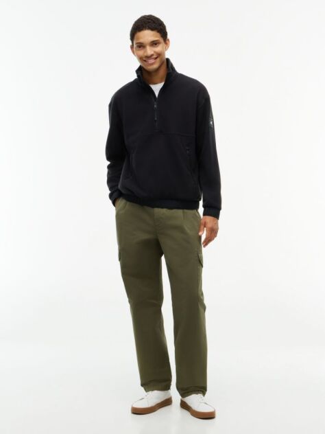 Black Performance Relaxed Logo Collar Quarter-Zip Jumper  Men