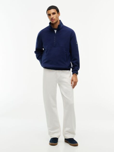 Blue Performance Relaxed Logo Collar Quarter-Zip Jumper  Men