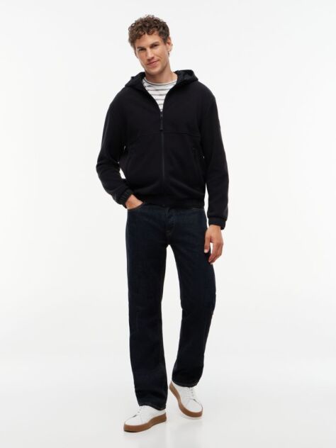 Black Performance Relaxed Polar Fleece Zip-Thru Hoody  Men