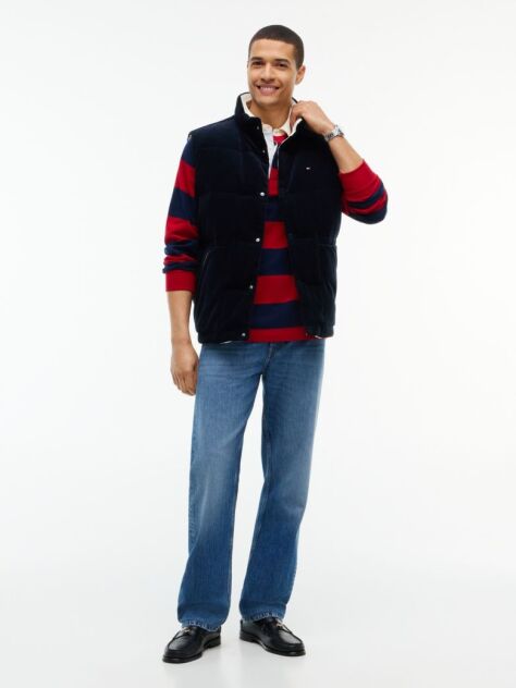 Blue Corduroy Down Reversible Gilet  Men