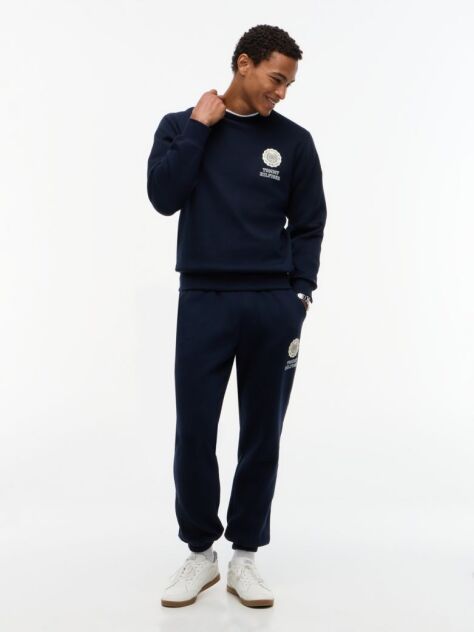 Blue Peached Fleece Crew Neck Sweatshirt  Men