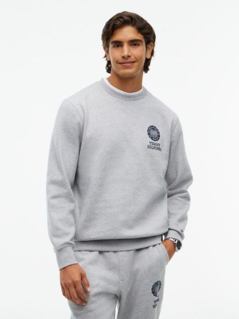 Grey Peached Fleece Crew Neck Sweatshirt  Men