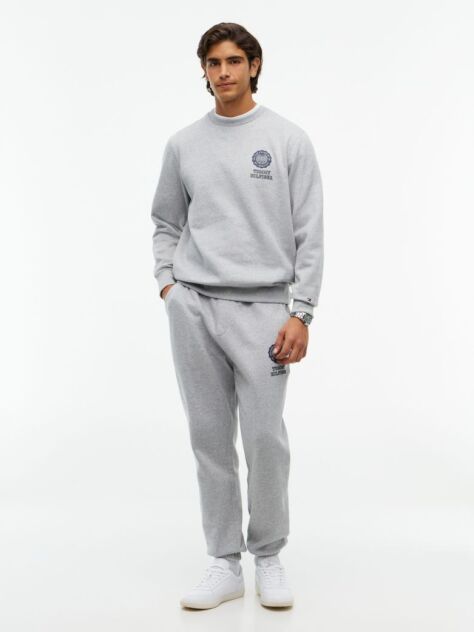 Grey Peached Fleece Crew Neck Sweatshirt  Men