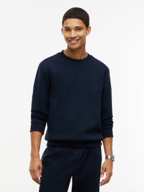 Blue Embossed Logo Pique Sweatshirt  Men
