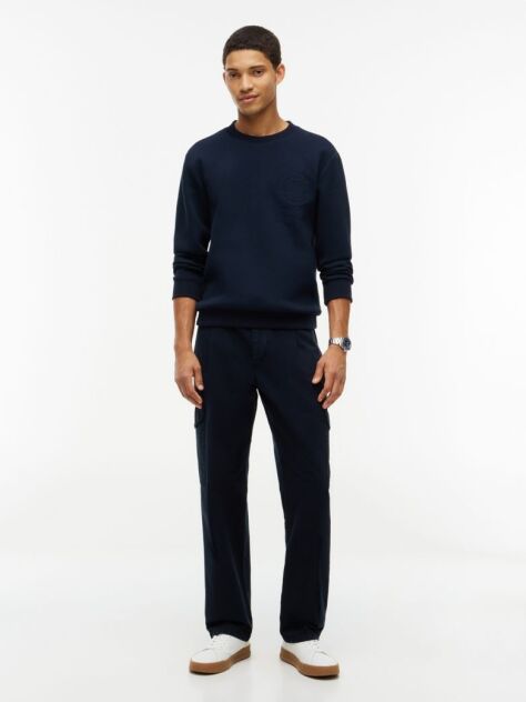 Blue Embossed Logo Pique Sweatshirt  Men