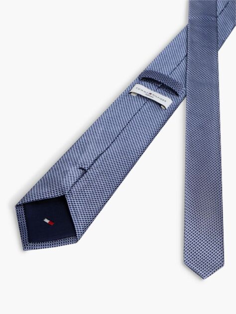 Blue New York Label Pure Silk Micro Pattern Tie  Men