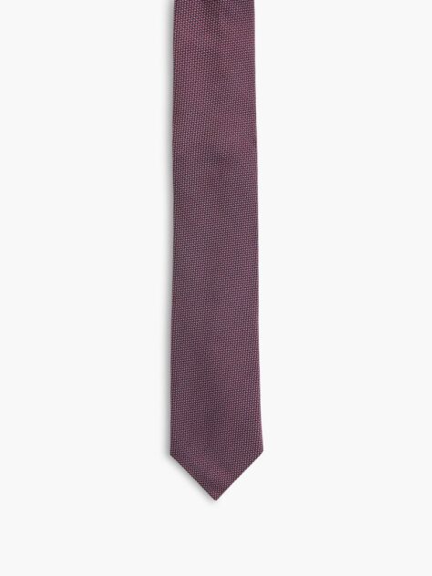 Red New York Label Pure Silk Micro Pattern Tie  Men