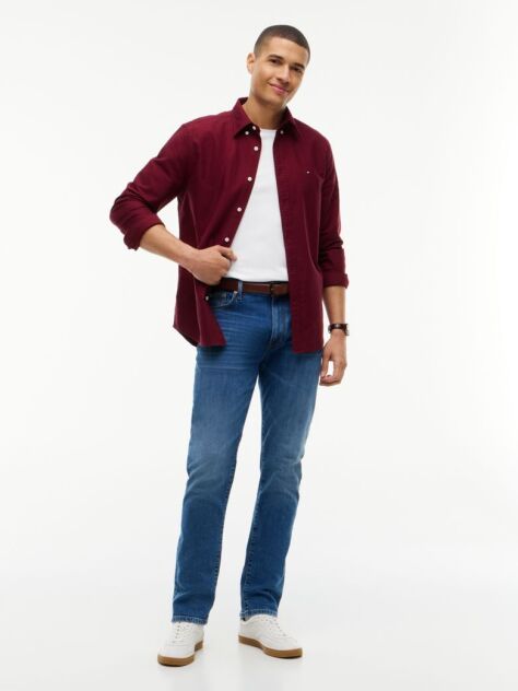 Blue Denton Slim Straight Faded Jeans  Men