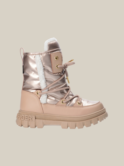 Beige Lace-Up Snow Boots  Girls