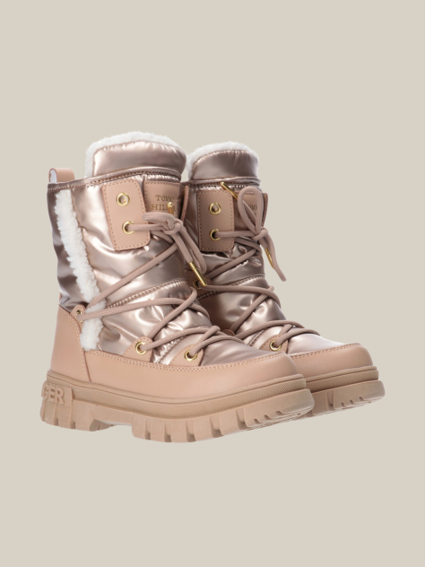 Beige Lace-Up Snow Boots  Girls