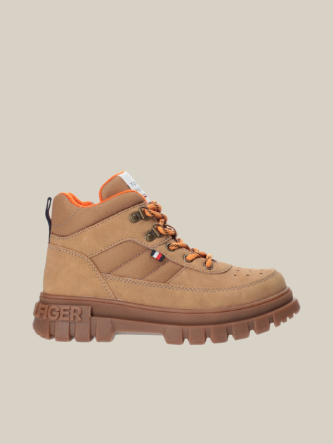 Brown Lace-Up Signature Ankle Boots  Kids Unisex